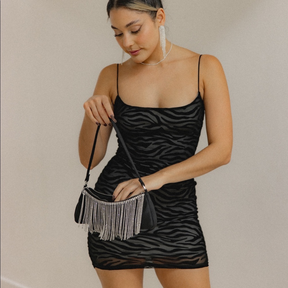 Black zebra print dress